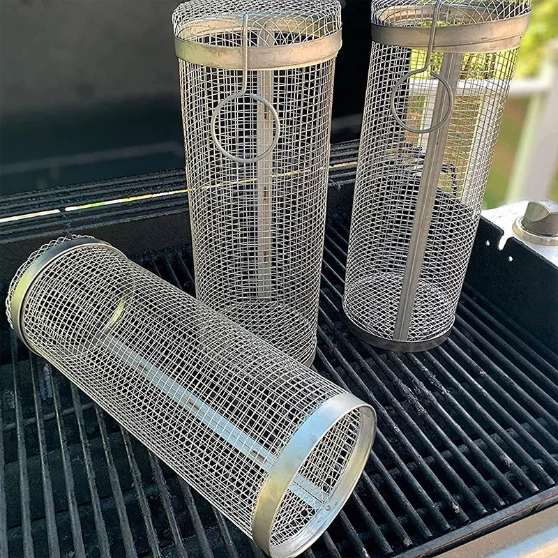 Ronde RVS Grillmand voor BBQ
