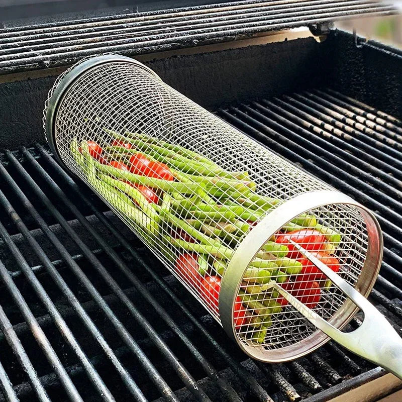 Ronde RVS Grillmand voor BBQ