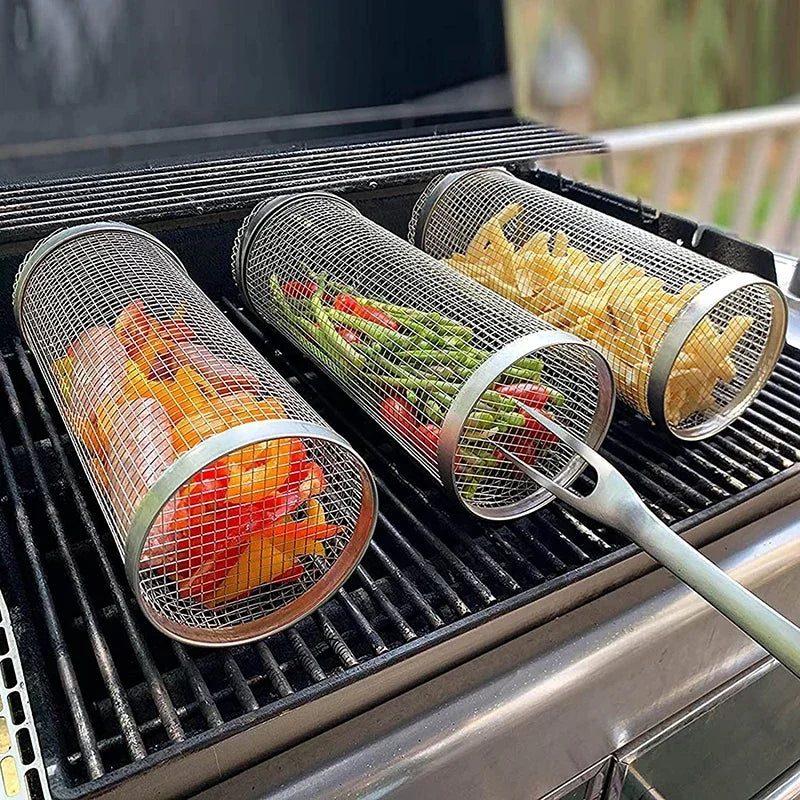 Ronde RVS Grillmand voor BBQ