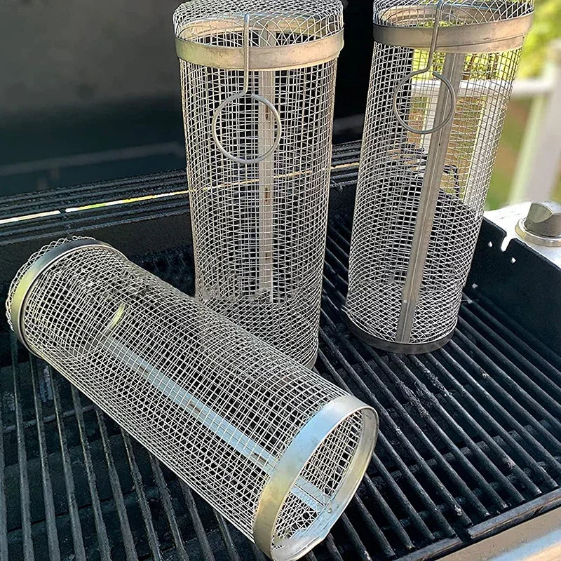 Ronde RVS Grillmand voor BBQ