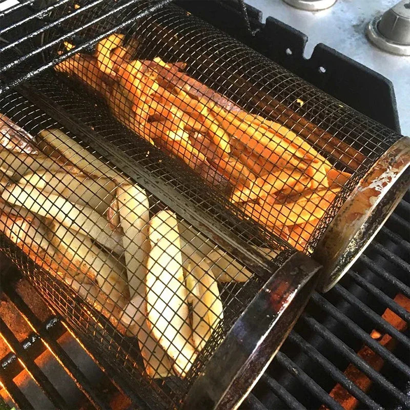 Ronde RVS Grillmand voor BBQ